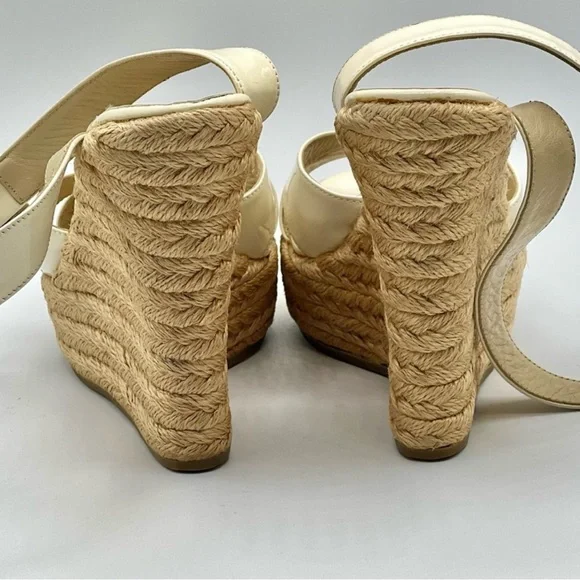Jimmy Choo Cream Espadrille Sandals Size 5 Like New - Picture 2 of 6